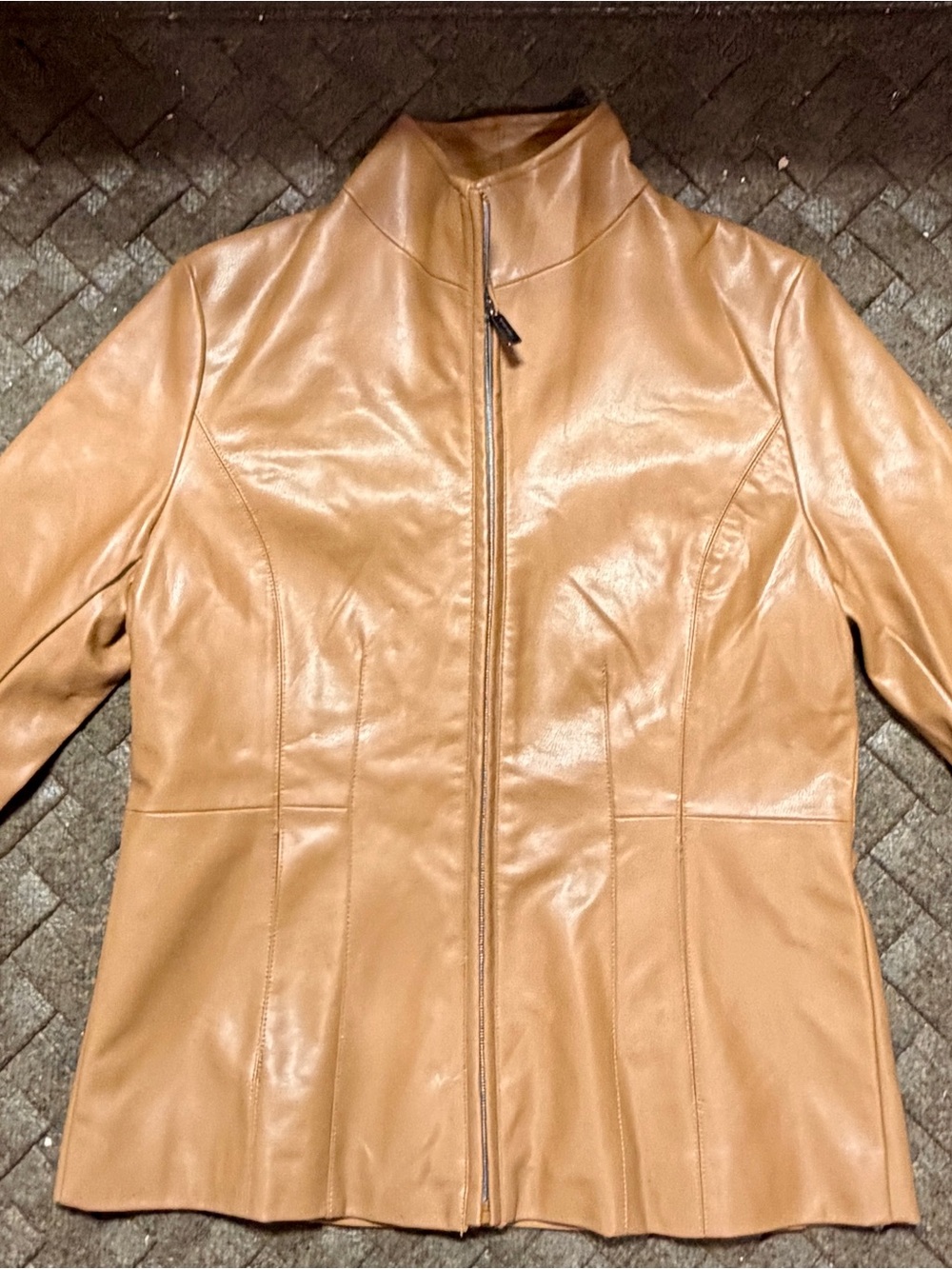 KENNETH COLE NEW YORK TAN VEGAN LEATHER JACKET M NWT